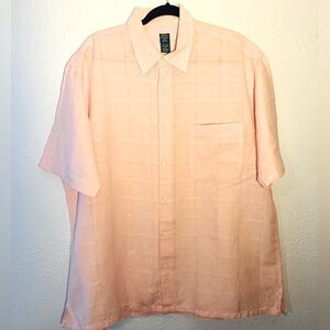 Susquehanna Trail Outfitters Men Size XL Linen Cotton Blend Pink Peach Shirt